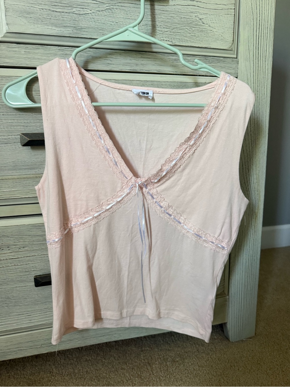 Light Pink Lace-Trim tank top
